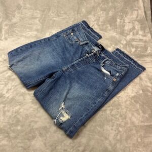 GAP 10 30R High Rise Cheeky Straight Jeans Distressed Denim Button Fly 31x26